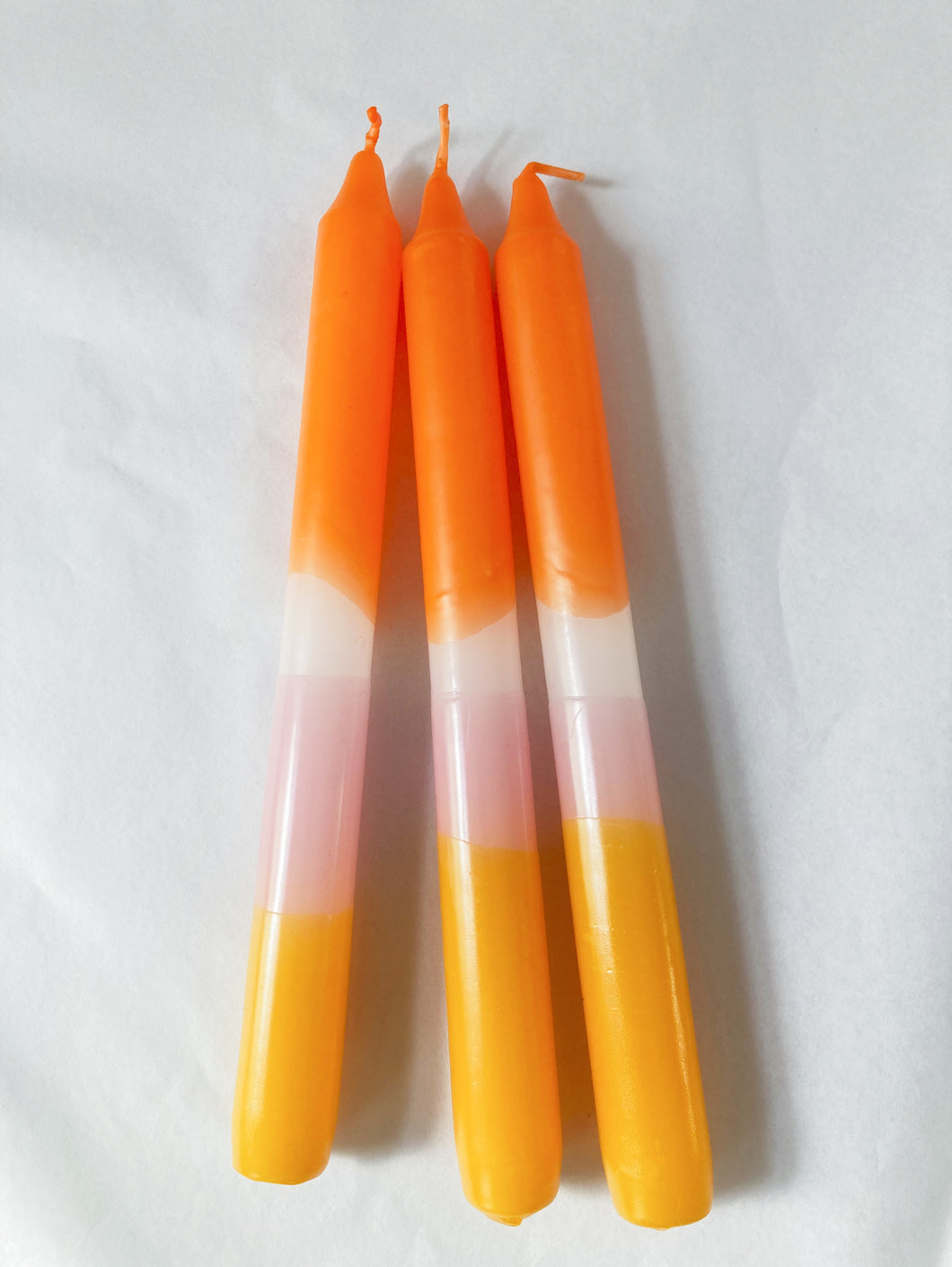 Candles Hand-dipped Pink, Yellow & Orange