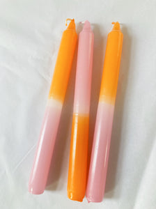 Candles Hand-dipped Pink & Orange