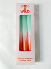 Candles Hand-dipped Aqua, Pink & Orange
